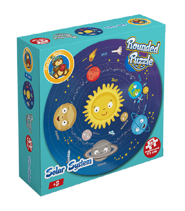 Explore the best puzzle in our collection Fluffy Bear Solar System Shaped Round Puzzle – 70 Pieces (6223006020344)