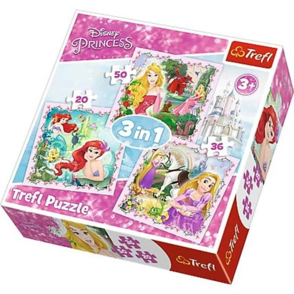 Explore the best puzzle in our collection Trefl 3 In 1 Rapunzel Aurora And Ariel Puzzle 106 Pcs (5900511348422)
