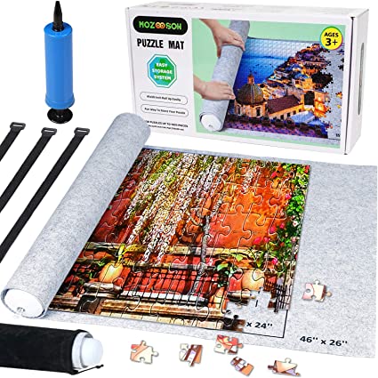 Best Book in Kalimat BookStore (Puzzle Mat Roll Up,Hold up to 1500 Pieces,with 4 Folding Jigsaw Sorting Tray, Hand Pump, Inflatable Tube, 45.7"x 26"(Gray)) '34685260'