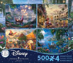 Explore the best puzzle in our collection Ceaco – 4 in 1 Multipack – Thomas Kinkade – Disney Dreams Collection – Tangled, Mickey and Minnie Mouse, Dumbo, & The Little Mermaid – (4) 500 Piece Jigsaw Puzzles , Blue (3676-1)