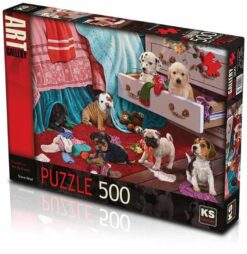 Explore the best puzzle in our collection Puppies in the Bedroom 500 piece jigsaw puzzle (8681842200098)