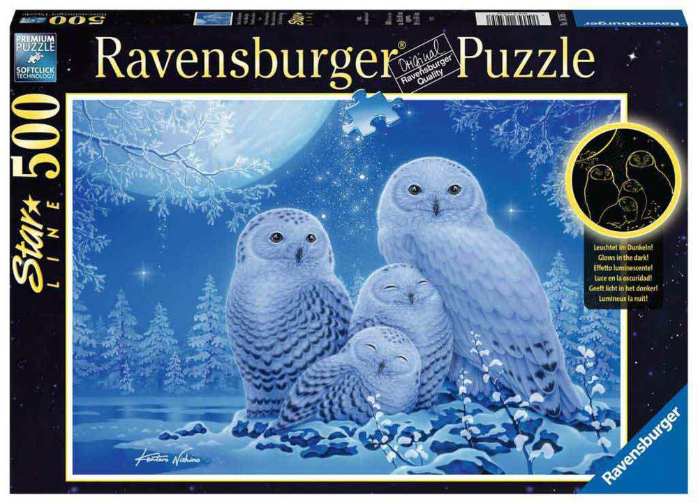 Explore the best puzzle in our collection Ravensburger Adult Puzzle Owls in the Moonlight Starline 500pc (4005556165957)