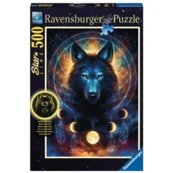 Explore the best puzzle in our collection Ravensburger  “Glowing Wolf” – 500 pieces puzzle (4005556139705)