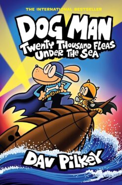 Top English children's book at Kalimat Bookstore – 'Dog Man 11: Twenty Thousand Fleas Under the Sea' (SKU: 9780702330025) (كتب اطفال باللغة الانجليزية)