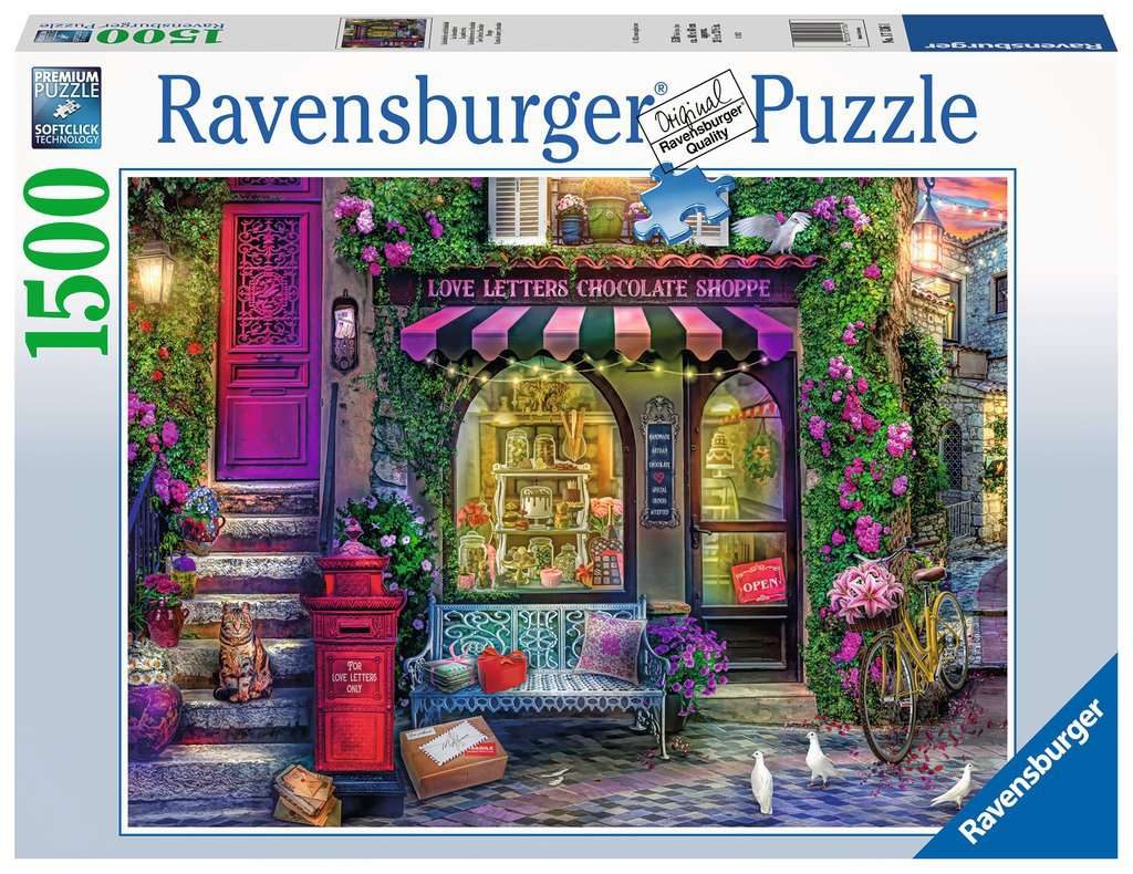 Explore the best puzzle in our collection Ravensburger – 1500 Piece – Love Letters Chocolate Shop (4005556171361)