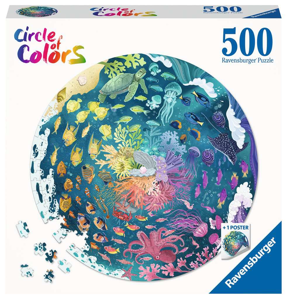 Explore the best puzzle in our collection Round puzzle 500 pcs. Circle of Colors. Color palette. Ocean (4005556171705)