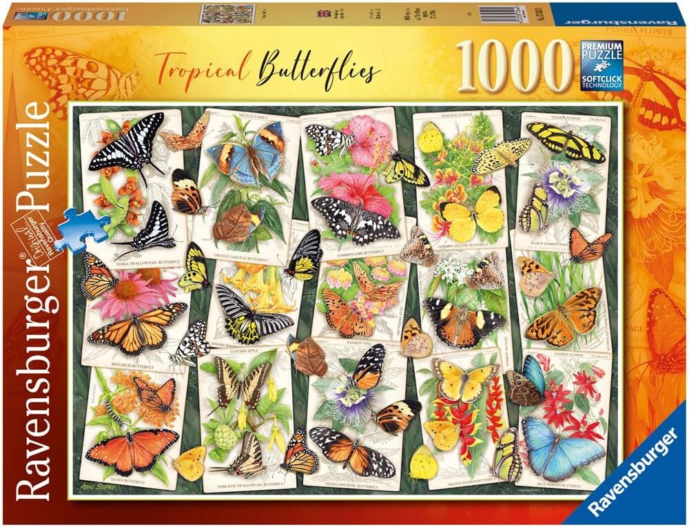 Explore the best puzzle in our collection Ravensburger 1000 piece Jigsaw Puzzle Tropical Butterflies (4005556176243)