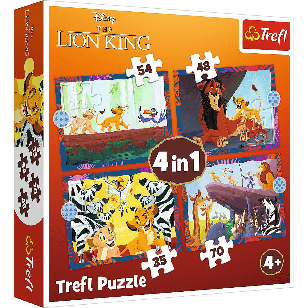 4-in-1 Puzzle - Brave Lion King (35+48+54+70 pieces) Trefl