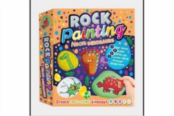 rock-painting-neon-dinosaur