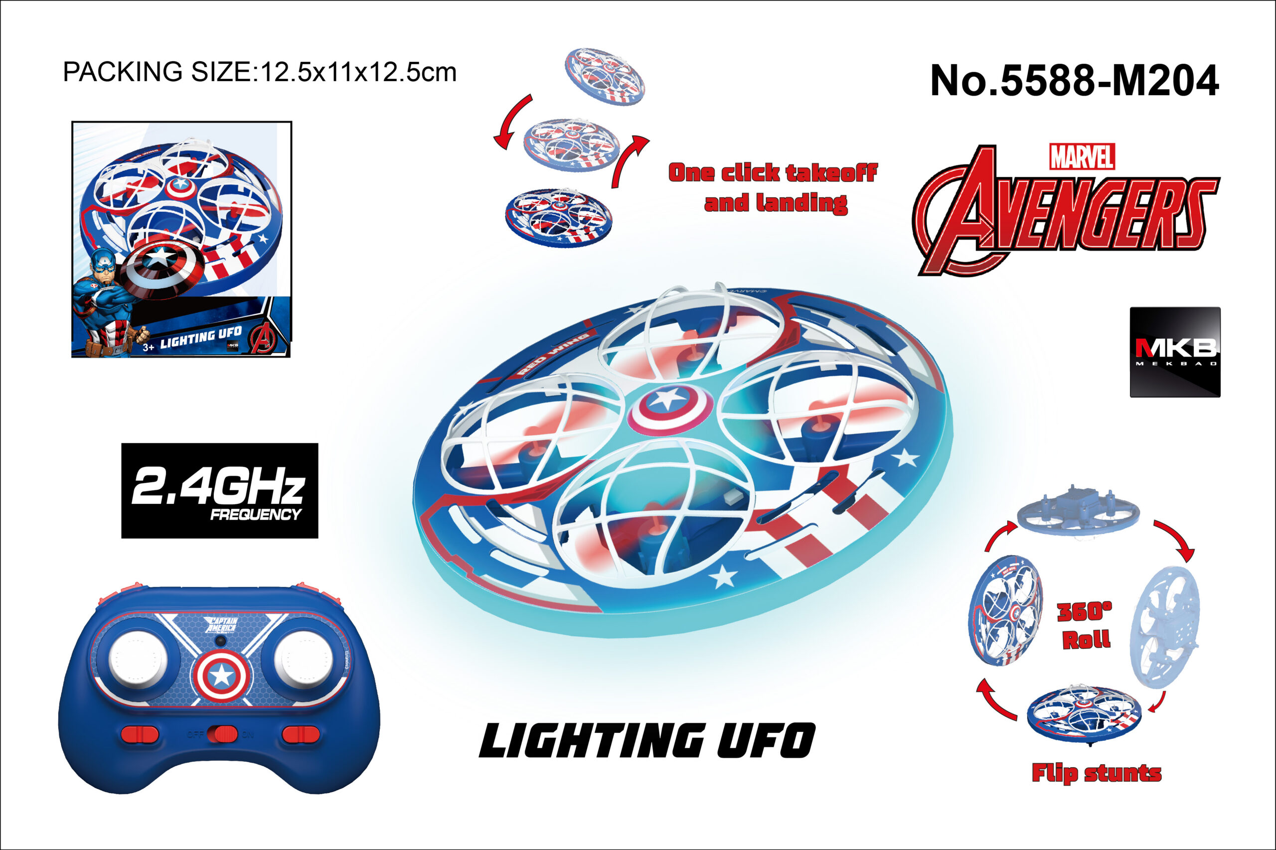 LIGHTING UFO CAPT AMERICA QUADCOPTER RC 2.4G WITH BATTERY