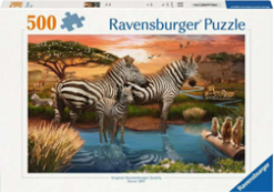 Zebras at Waterhole 500 Pcs