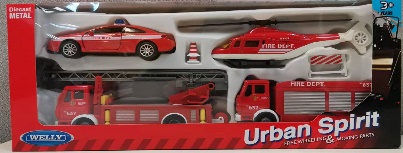 7 PCS CITY TEAM SET ( FIRE) - F/W DOE CAST WITH PLASTIC - EACH IN WINDOW BOX