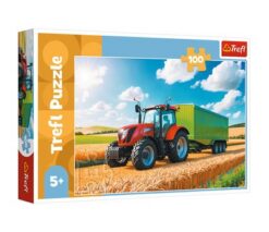 Puzzles - "100" - Agricultural machinery - Tractor with trailer/ TREFL_AI FSC Mix 70% | Toys & Games | Kalimat Store