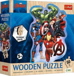 Puzzles - "50 Wooden Contour Puzzle" - Avenger's adventures / Disney Marvel The Avengers_FSC Mix 70% | Toys & Games | Kalimat Store