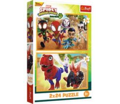 Puzzles - "2x24" - Spidey and dinosaurs / Spidey and his Amazing Friends Marvel FSC Mix 70% | Toys & Games | Kalimat Store