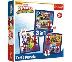 Puzzles - "3in1" - Spiders and dinosaurs / Spidey and his Amazing Friends Marvel FSC Mix 70% | Toys & Games | Kalimat Store