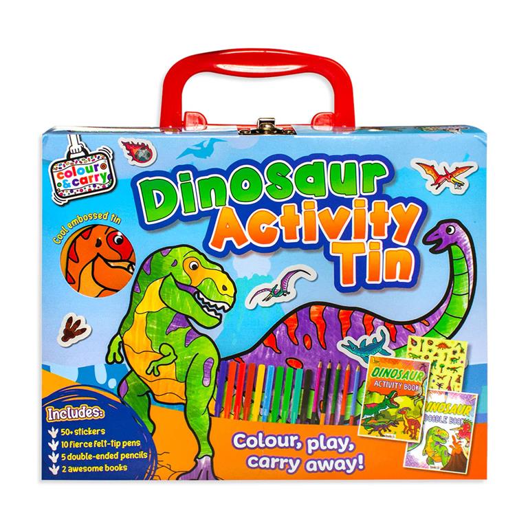 Colour & Carry: Dinosaur Activity Tin | ISBN 9781802498325 | Kalimat Store