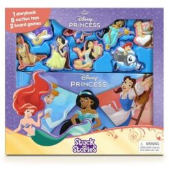 Disney Princess Stuck on Stories: Storybook, 8 Suction Cups, 2 Board Games | ISBN 9782764371909 | Kalimat Store